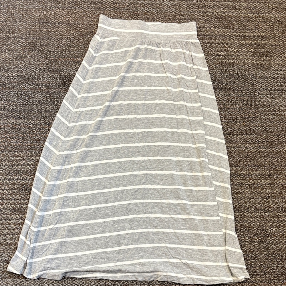 Chic Gray Striped Kids Maxi Skirt